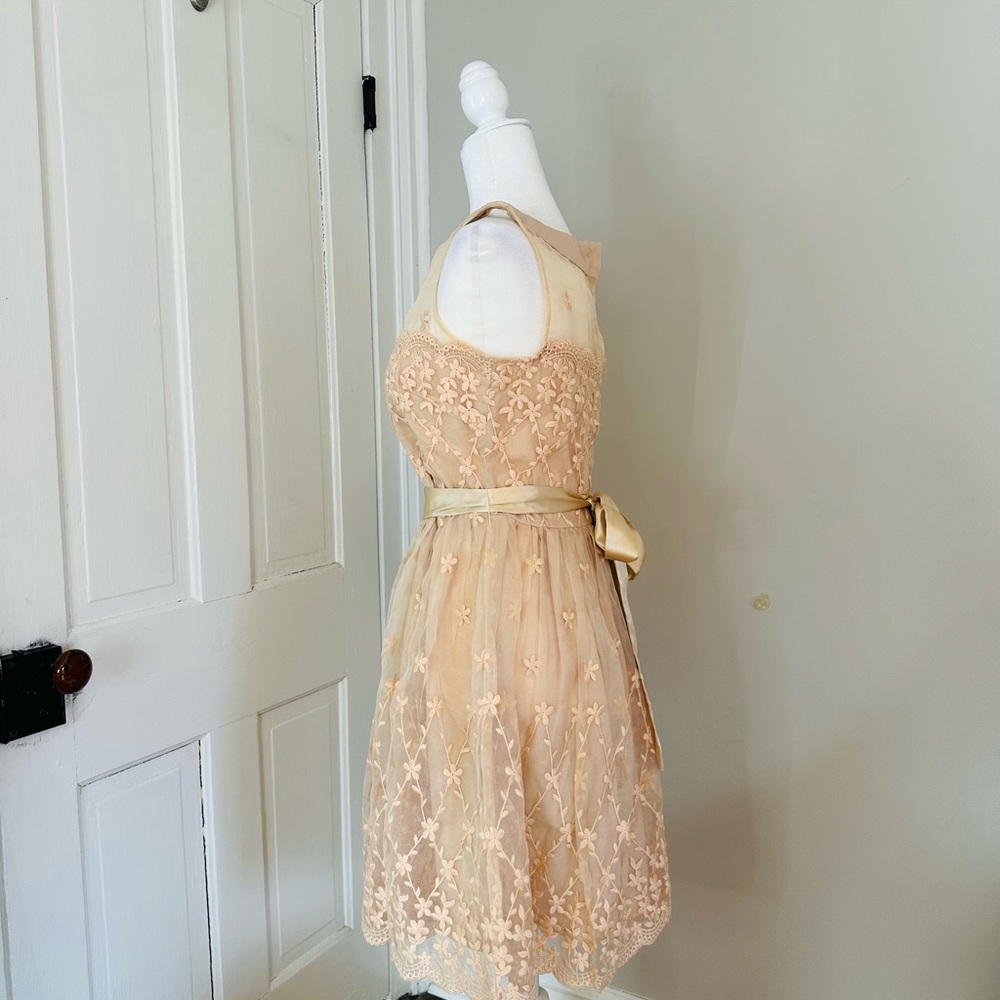 Marc Jacobs Vintage Peach Silk Embroidered Dress L Fair Condition - Picture 5 of 16
